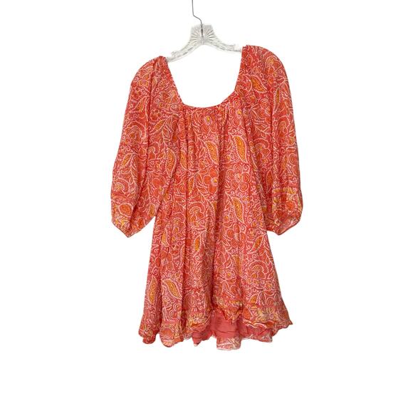 Cleobella Orange Paisley Print Button Front Boho Bohemian Grace Mini Dress Small - Picture 9 of 12